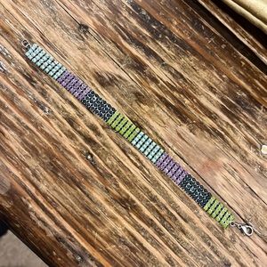 Slinky Bracelet in Navy Purple Green Blue Silver